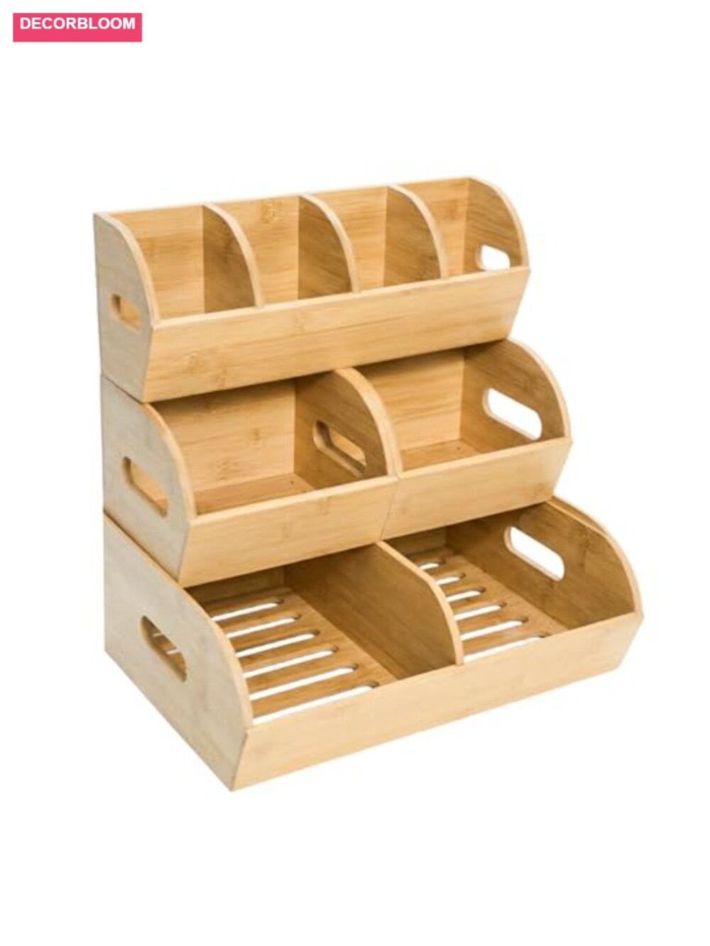 3 Tier Stackable Bamboo Storage Bins Ventilated Potato Onion Pantry